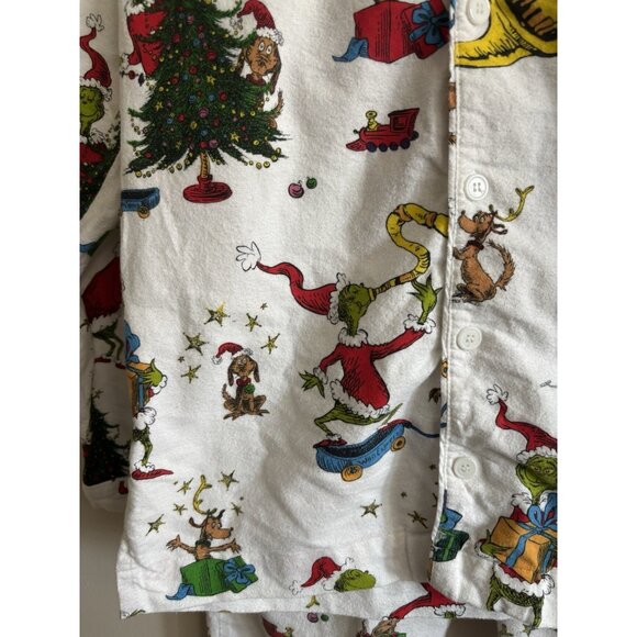 Pottery Barn Adult Pajama SET XS Dr. Seuss's Grinch Flannel Whoville READ - Picture 3 of 14